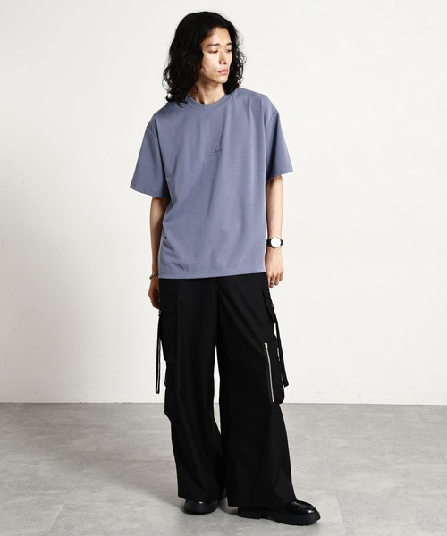 RAGEBLUE（レイジブルー）の「【LUXURY+EASY】DRAPE CREW NECK DESIGN STITCH T-SHIRT/ラグイージーワンポイント刺繍Tシャツ2（Tシャツ/カットソー・メンズ・ライトブルー/ホワイト/グレー系その他/ブラック・SMALL/MEDIUM/LARGE）」の10枚目の写真