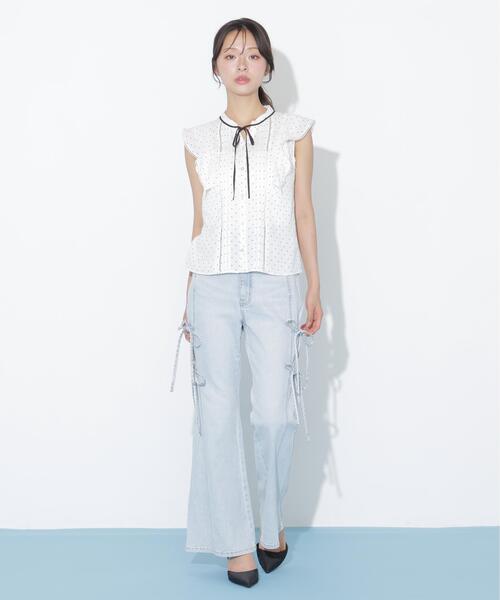JILL by JILL STUART(ジルバイジルスチュアート)の「ハシゴレースフリル袖ブラウス(シャツ/ブラウス・レディース・ブルー/ホワイト/ホワイト系その他・FREE)」の16枚目の写真