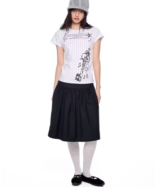 AsheKsha(アシクシャ)の「ドット柄プリント半袖Tシャツトップス(Tシャツ/カットソー・レディース・ホワイト・M)」の3枚目の写真