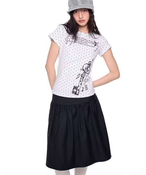 AsheKsha(アシクシャ)の「ドット柄プリント半袖Tシャツトップス(Tシャツ/カットソー・レディース・ホワイト・M)」の7枚目の写真