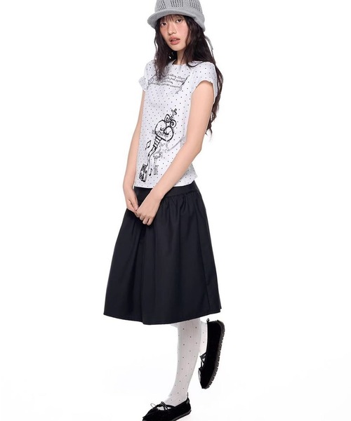 AsheKsha(アシクシャ)の「ドット柄プリント半袖Tシャツトップス(Tシャツ/カットソー・レディース・ホワイト・M)」の9枚目の写真