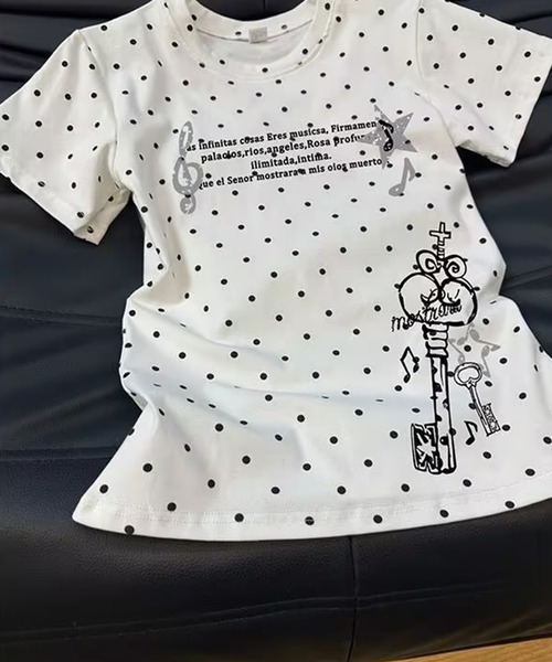 AsheKsha(アシクシャ)の「ドット柄プリント半袖Tシャツトップス(Tシャツ/カットソー・レディース・ホワイト・M)」の22枚目の写真