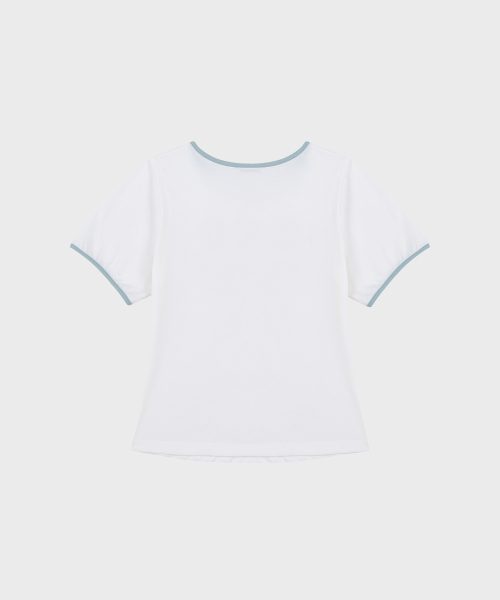 UPDRAFT（アップドラフト）の「APPLIQUE RINGER SLIM T-SHIRTS [WHITE]（Tシャツ/カットソー・レディース・その他・FREE）」の3枚目の写真