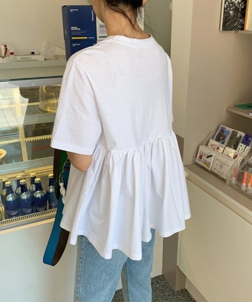 ReRe(リリ)の「五分袖ペプラム風カットソー(Tシャツ/カットソー・レディース・ホワイト/ブラック・MEDIUM/X-LARGE/LARGE)」の5枚目の写真