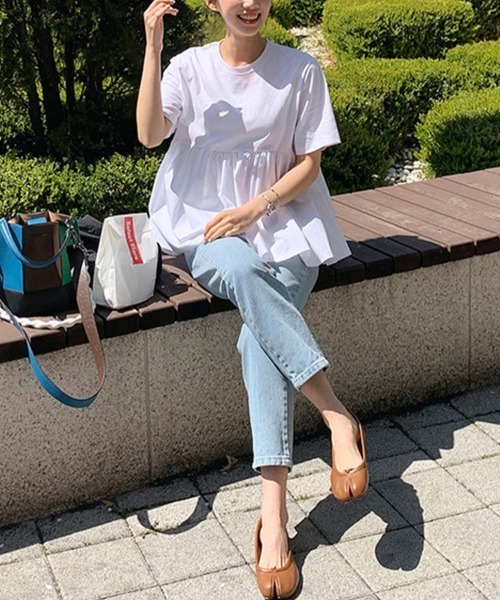 ReRe(リリ)の「五分袖ペプラム風カットソー(Tシャツ/カットソー・レディース・ホワイト/ブラック・MEDIUM/X-LARGE/LARGE)」の6枚目の写真