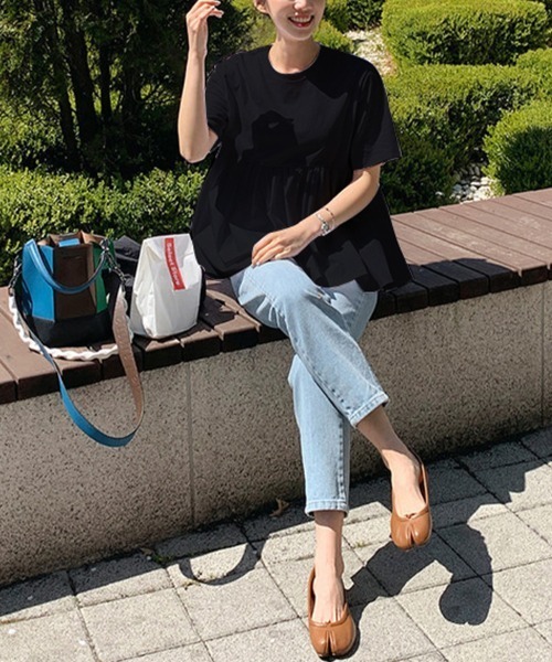 ReRe(リリ)の「五分袖ペプラム風カットソー(Tシャツ/カットソー・レディース・ホワイト/ブラック・MEDIUM/X-LARGE/LARGE)」の13枚目の写真