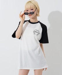 ANAP（アナップ）の「ブラックレタープリントラグランスリーブＴシャツ（Tシャツ/カットソー）」