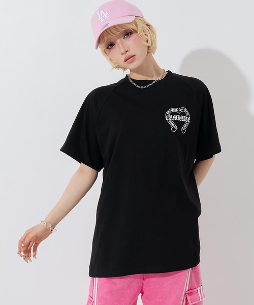 ANAP(アナップ)の「ブラックレタープリントラグランスリーブTシャツ(Tシャツ/カットソー・レディース・ブラック/ホワイト×ブラック/ホワイト・F)」の13枚目の写真