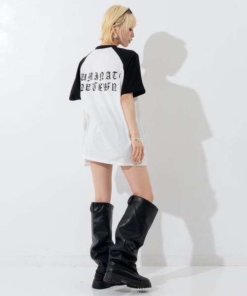 ANAP(アナップ)の「ブラックレタープリントラグランスリーブTシャツ(Tシャツ/カットソー・レディース・ブラック/ホワイト×ブラック/ホワイト・F)」の12枚目の写真