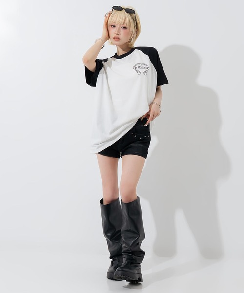 ANAP(アナップ)の「ブラックレタープリントラグランスリーブTシャツ(Tシャツ/カットソー・レディース・ブラック/ホワイト×ブラック/ホワイト・F)」の11枚目の写真