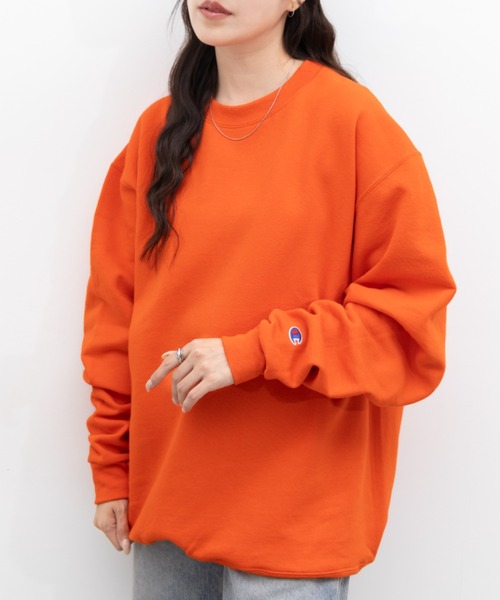 Champion(チャンピオン)の「Champion (チャンピオン)/ クルースウェット ロンT(スウェット・レディース・ホワイト/オレンジ・L/S/XL/M)」の1枚目の写真