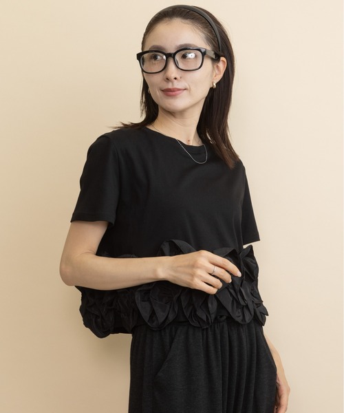 lodie(ロディ)の「裾フラワーモチーフT(Tシャツ/カットソー・レディース・ストライプ/ブラック・FREE)」の8枚目の写真