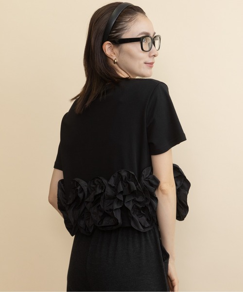 lodie(ロディ)の「裾フラワーモチーフT(Tシャツ/カットソー・レディース・ストライプ/ブラック・FREE)」の11枚目の写真