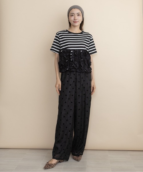 lodie(ロディ)の「裾フラワーモチーフT(Tシャツ/カットソー・レディース・ストライプ/ブラック・FREE)」の15枚目の写真