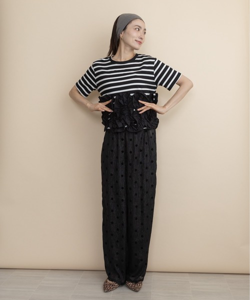 lodie(ロディ)の「裾フラワーモチーフT(Tシャツ/カットソー・レディース・ストライプ/ブラック・FREE)」の18枚目の写真