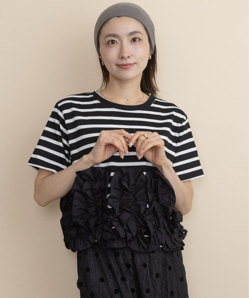 lodie(ロディ)の「裾フラワーモチーフT(Tシャツ/カットソー・レディース・ストライプ/ブラック・FREE)」の14枚目の写真