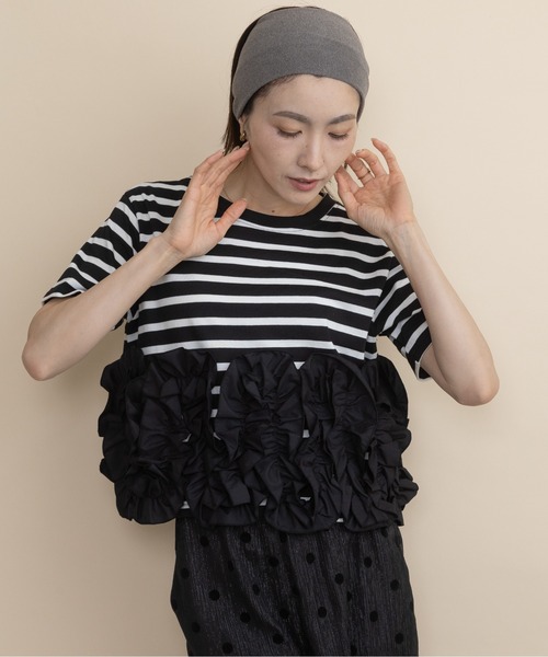 lodie(ロディ)の「裾フラワーモチーフT(Tシャツ/カットソー・レディース・ストライプ/ブラック・FREE)」の16枚目の写真