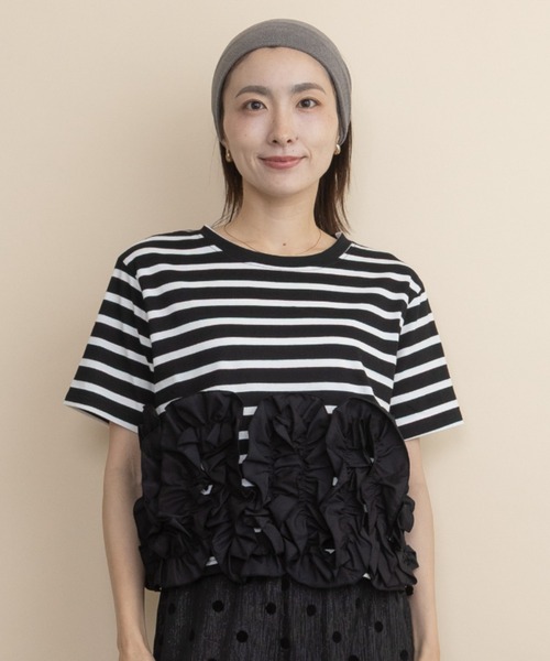lodie(ロディ)の「裾フラワーモチーフT(Tシャツ/カットソー・レディース・ストライプ/ブラック・FREE)」の21枚目の写真