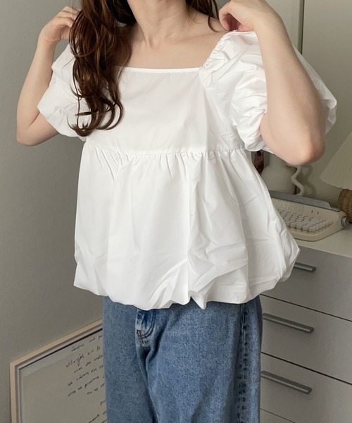 merrylatte(メリーラテ)の「2WAY オフショルダー ボリューム 半袖 ブラウス【NOUA】(シャツ/ブラウス・レディース・イエロー/ホワイト・FREE)」の12枚目の写真