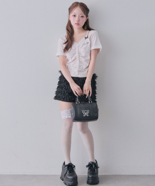 OLIVE des OLIVE(オリーブデオリーブ)の「キャミレイヤードトップス(キャミソール・レディース・サックスブルー/ブラウン/ピンク/ブラック・FREE)」の5枚目の写真
