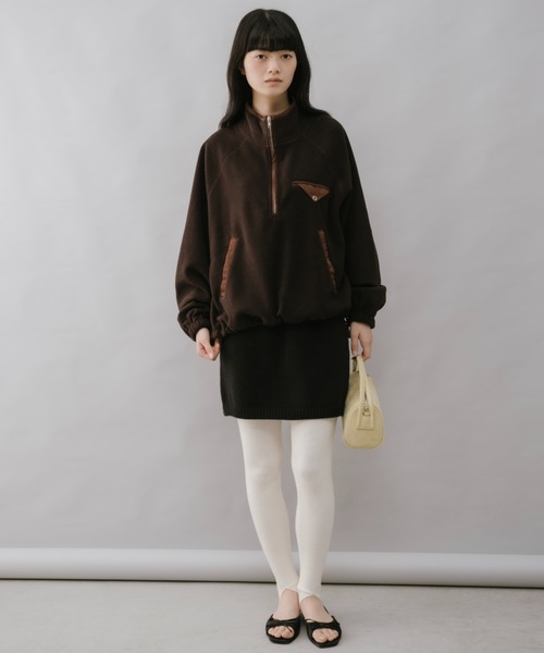 duei(デュイ)の「ハーフジップフリースプルオーバー(Tシャツ/カットソー・レディース・ブラウン/チャコールグレー・FREE)」の9枚目の写真