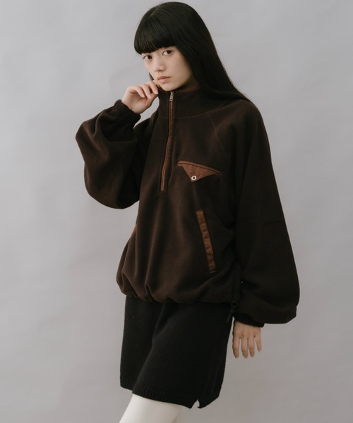 duei(デュイ)の「ハーフジップフリースプルオーバー(Tシャツ/カットソー・レディース・ブラウン/チャコールグレー・FREE)」の3枚目の写真