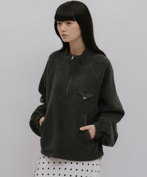 duei(デュイ)の「ハーフジップフリースプルオーバー(Tシャツ/カットソー・レディース・ブラウン/チャコールグレー・FREE)」の14枚目の写真