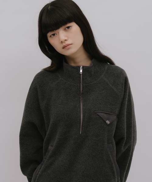 duei(デュイ)の「ハーフジップフリースプルオーバー(Tシャツ/カットソー・レディース・ブラウン/チャコールグレー・FREE)」の13枚目の写真