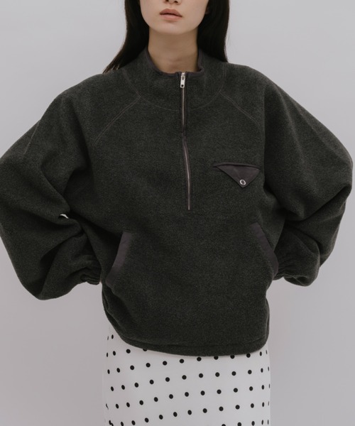 duei(デュイ)の「ハーフジップフリースプルオーバー(Tシャツ/カットソー・レディース・ブラウン/チャコールグレー・FREE)」の12枚目の写真