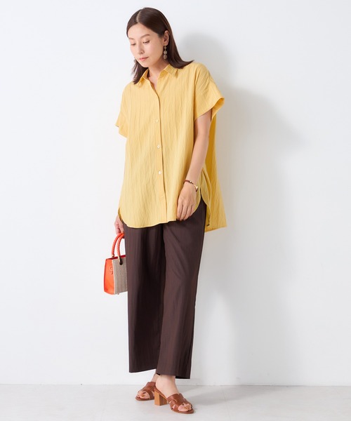 GALLORIA(ギャローリア)の「ドビーストライプドルマンシャツ(シャツ/ブラウス・レディース・イエロー/ベージュ/ネイビー・S/M/LL/L)」の9枚目の写真