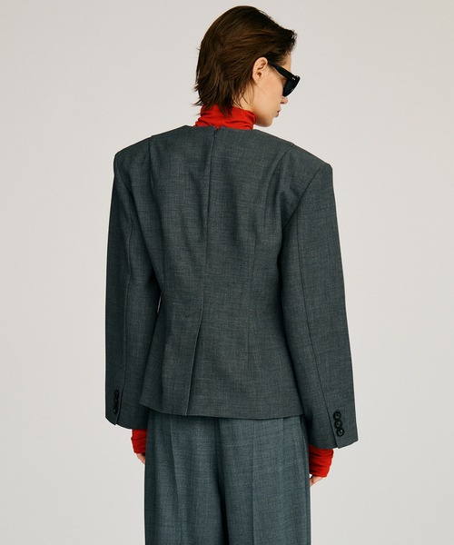 PRANK PROJECT（プランクプロジェクト）の「【2026Autumn Pre-Order】ショルダーパットスーチングトップ / Shoulder Pad Suiting Top（その他トップス・レディース・グレー/ブラック・FREE）」の12枚目の写真