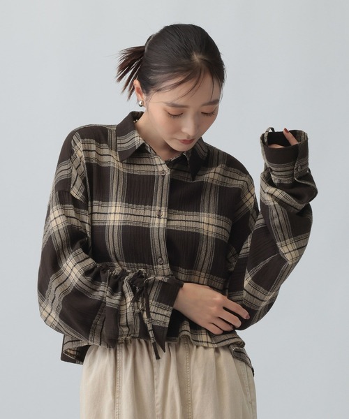 LEPSIM(レプシィム)の「楊柳チェック袖シャーシャツ 1047095(シャツ/ブラウス・レディース・ブラック/ブラウン・FREE)」の15枚目の写真