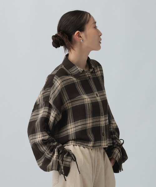LEPSIM(レプシィム)の「楊柳チェック袖シャーシャツ 1047095(シャツ/ブラウス・レディース・ブラック/ブラウン・FREE)」の17枚目の写真