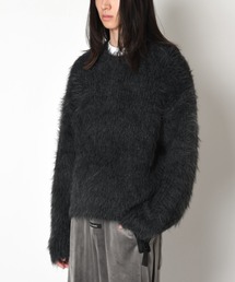ミックスカラー シャギーニットクルーネックCrew neck volume shaggy knit