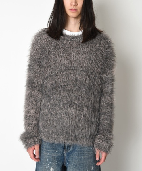 SUPERTHANKS(スーパーサンクス)の「ミックスカラー シャギーニットクルーネックCrew neck volume shaggy knit(ニット/セーター・メンズ・ブラウン系その他/グレー系その他/ブラック系その他・ONE SIZE)」の7枚目の写真