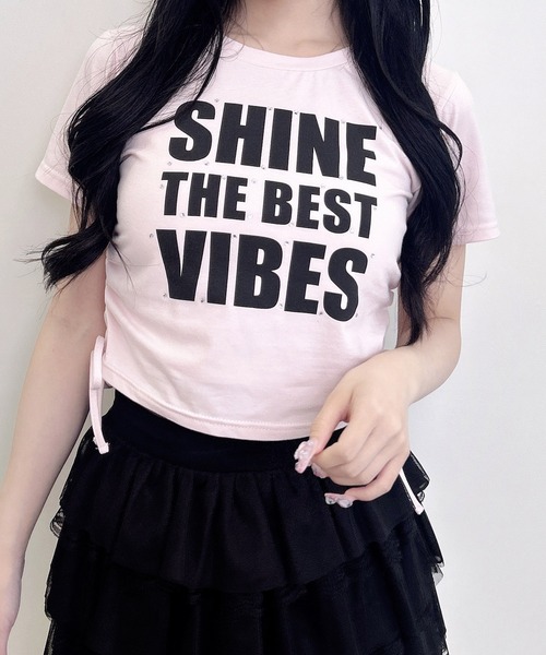 INGNI(イング)の「ラインストーン飛ばしロゴTシャツ(Tシャツ/カットソー・レディース・ブラック×ホワイト/ピンク系7/ホワイト×ブラック/ブラック×ピンク/ホワイト×ピンク・M)」の5枚目の写真