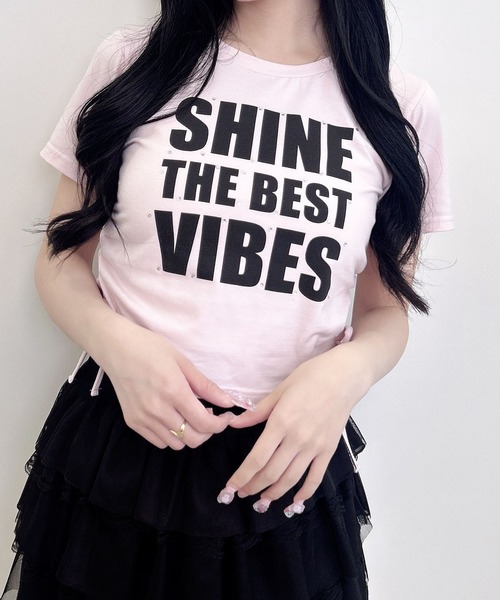 INGNI(イング)の「ラインストーン飛ばしロゴTシャツ(Tシャツ/カットソー・レディース・ブラック×ホワイト/ピンク系7/ホワイト×ブラック/ブラック×ピンク/ホワイト×ピンク・M)」の18枚目の写真