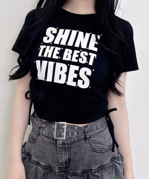 INGNI(イング)の「ラインストーン飛ばしロゴTシャツ(Tシャツ/カットソー・レディース・ブラック×ホワイト/ピンク系7/ホワイト×ブラック/ブラック×ピンク/ホワイト×ピンク・M)」の12枚目の写真