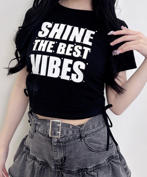 INGNI(イング)の「ラインストーン飛ばしロゴTシャツ(Tシャツ/カットソー・レディース・ブラック×ホワイト/ピンク系7/ホワイト×ブラック/ブラック×ピンク/ホワイト×ピンク・M)」の13枚目の写真