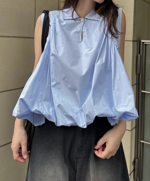 WILLFULLY(ウィルフリー)の「volume balloon gather no sleeve tops(シャツ/ブラウス・レディース・サックスブルー/モカ/ブラック・FREE)」の3枚目の写真