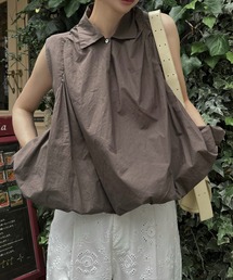 volume balloon gather no sleeve tops