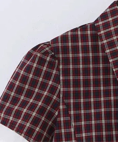 LA POMME petit(ラポミ・プチ)の「Sweet Plaid Lace Piping Shirt Set Up/スウィートチェック柄レースパイピングシャツセットアップ(セットアップ・レディース・ホワイト/ブルー/ブラウン・LARGE/SMALL/MEDIUM)」の4枚目の写真