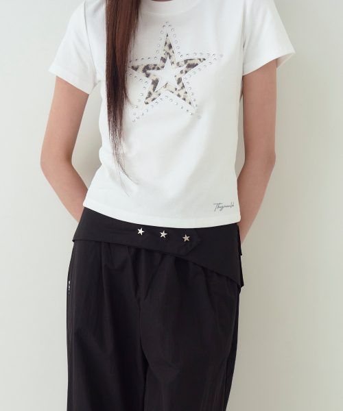 THE GREEN LAB（ザグリーンラボ）の「レオパードスターパッチ半袖Tシャツ[ホワイト]（Tシャツ/カットソー・レディース・その他・FREE）」の8枚目の写真