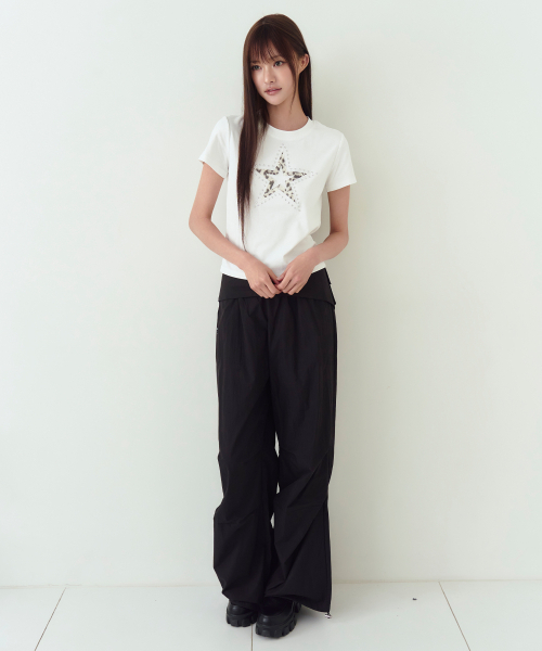 THE GREEN LAB（ザグリーンラボ）の「レオパードスターパッチ半袖Tシャツ[ホワイト]（Tシャツ/カットソー・レディース・その他・FREE）」の9枚目の写真