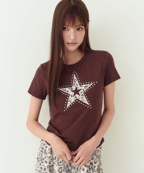 THE GREEN LAB（ザグリーンラボ）の「レオパードスターパッチ半袖Tシャツ[ホワイト]（Tシャツ/カットソー・レディース・その他・FREE）」の12枚目の写真