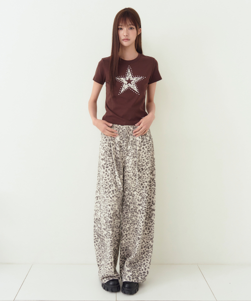 THE GREEN LAB（ザグリーンラボ）の「レオパードスターパッチ半袖Tシャツ[ホワイト]（Tシャツ/カットソー・レディース・その他・FREE）」の14枚目の写真