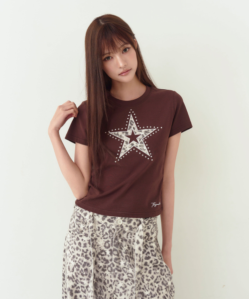 THE GREEN LAB（ザグリーンラボ）の「レオパードスターパッチ半袖Tシャツ[ホワイト]（Tシャツ/カットソー・レディース・その他・FREE）」の16枚目の写真