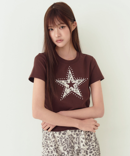 THE GREEN LAB（ザグリーンラボ）の「レオパードスターパッチ半袖Tシャツ[ホワイト]（Tシャツ/カットソー・レディース・その他・FREE）」の17枚目の写真