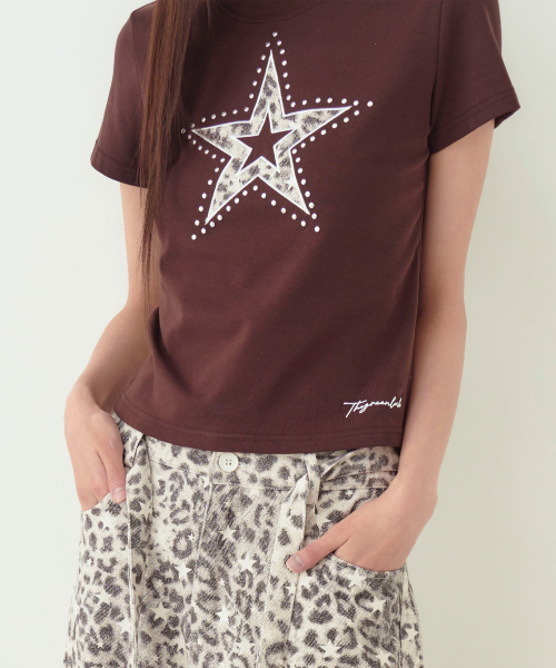 THE GREEN LAB（ザグリーンラボ）の「レオパードスターパッチ半袖Tシャツ[ホワイト]（Tシャツ/カットソー・レディース・その他・FREE）」の18枚目の写真