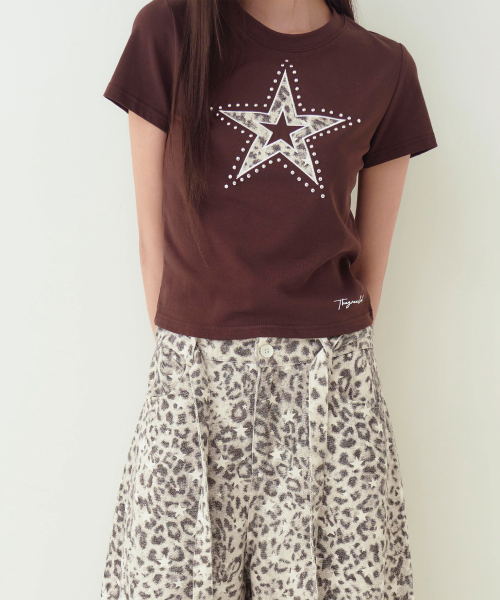 THE GREEN LAB（ザグリーンラボ）の「レオパードスターパッチ半袖Tシャツ[ホワイト]（Tシャツ/カットソー・レディース・その他・FREE）」の20枚目の写真
